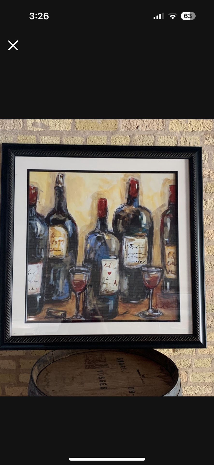 Wine Bottle Framed Art 36x36