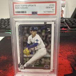 2025 Topps Update Series - Rookie Debut Roki Sasaki #US199 (RC) PSA 10