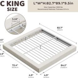 AirFrame Cal King Upholstered Bed Frame with Square Cushioned Base 5-Inch Square Foam Base, 360° Cushioned Surround, Low Profile Cloud Bed Frame, No B