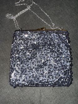 Le Ragale Clutch Beaded Glitter Gray Purse Vintage