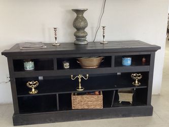 Dark brown black living room furniture shelves