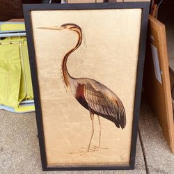 Gold Asian Style Crane Picture Art