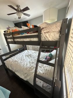 Bunk Bed Twin Over Full, Gray, Used Like New