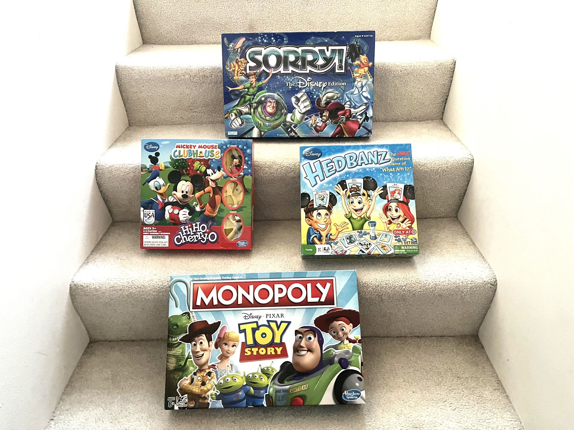 Kids Disney Classic Games. Monopoly, Headbandz, Sorry! & Hi-ho Cheery-o ($40 For all)