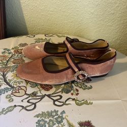Velvet Mary Jane ballet Flat