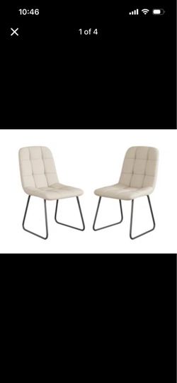 Set of 2 Beige Upholstered Dining Chairs