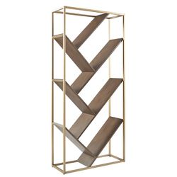 CB2 inspired Modern Geometric Walnut & Metal Bookshelf