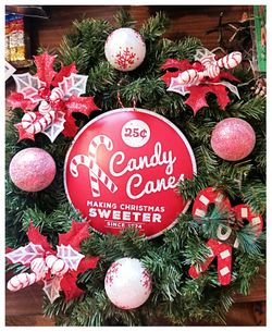 Candy Cane Themed Christmas Wreath