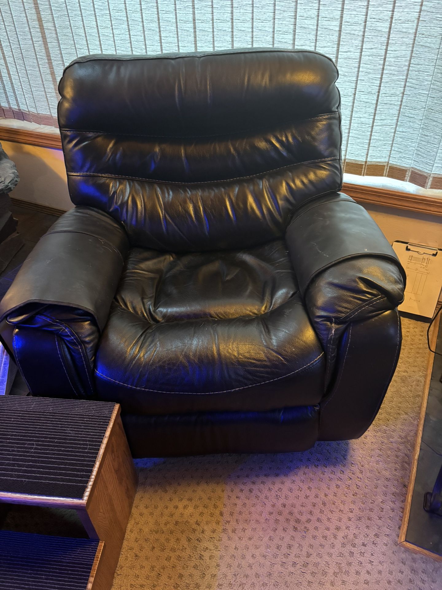 Black Real Leather Rocker Chair