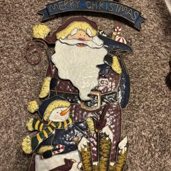Metal Santa Wall Decoration 30” Tall 