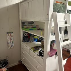 White Loft Bed With Drawers And Desk