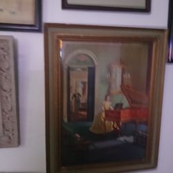 Woman In Yellow Dress Playing The Harpsichordo