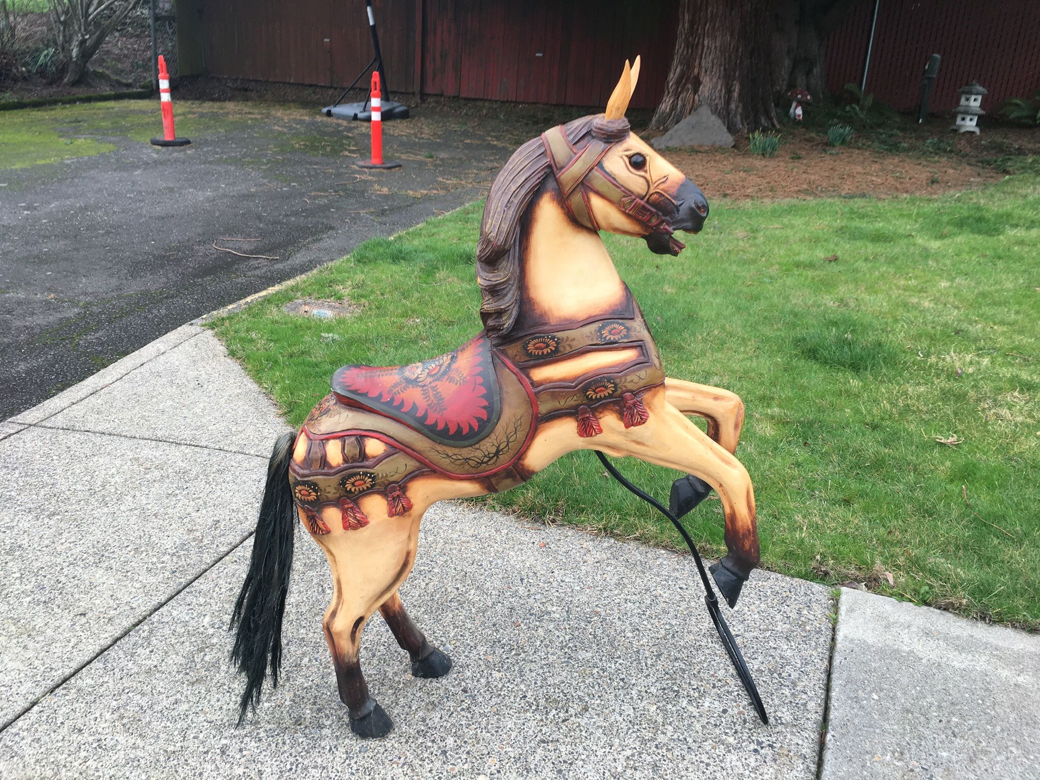 Vintage Hand Carved Wooden Carousel Horse
