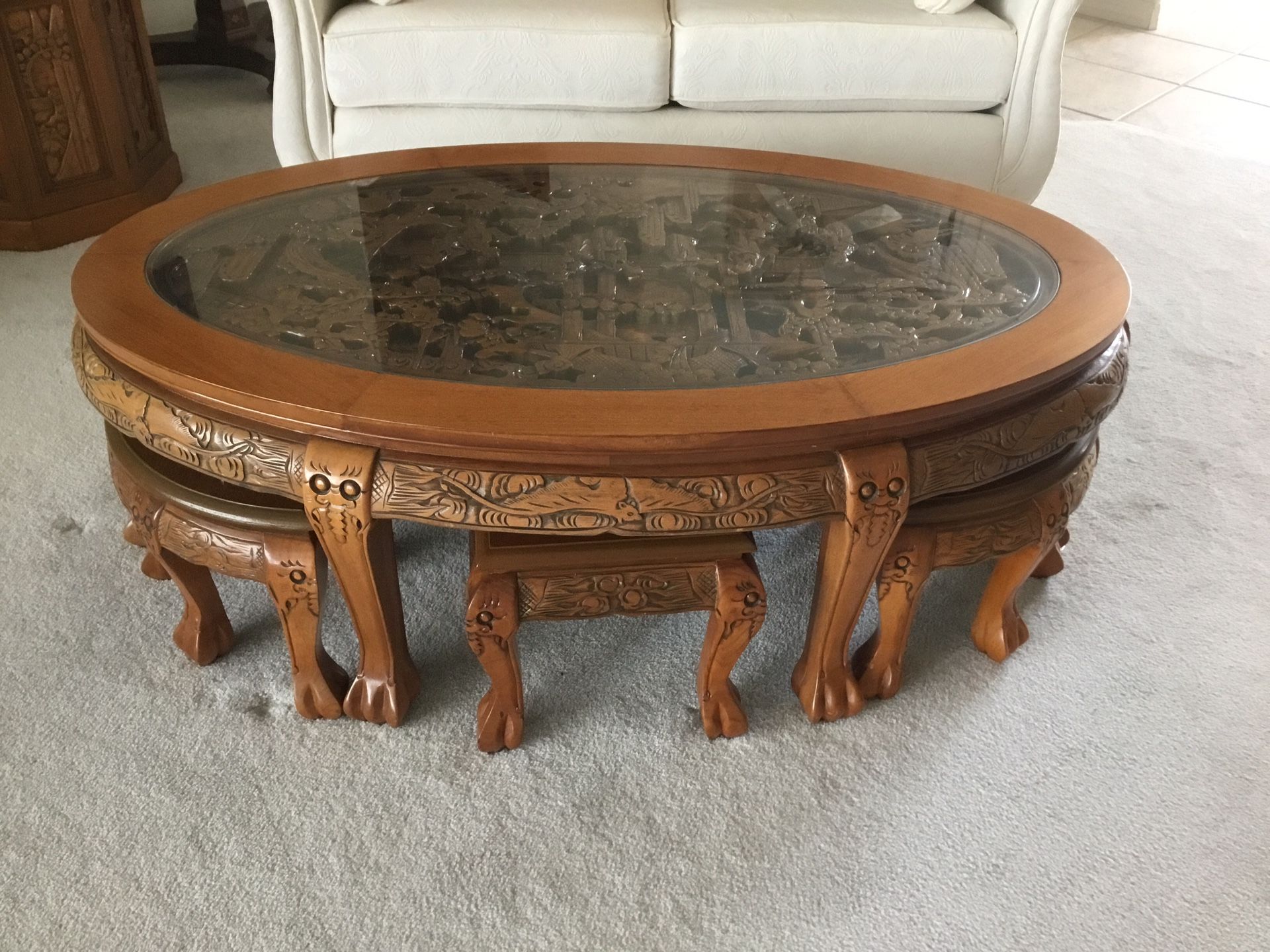 Oriental Coffee Table (Handcarved Teak)