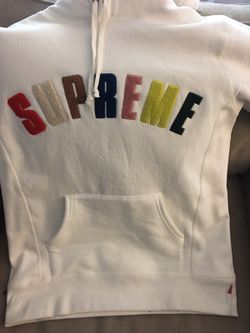 Supreme Chenille Arc Logo Hooded Sweatshirt Size Large