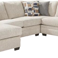 2 Piece Beige Sectional Sofa with Left Chaise