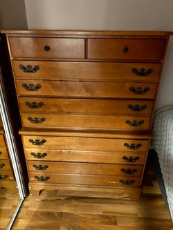 Tall Maple Wood Chest of Drawers