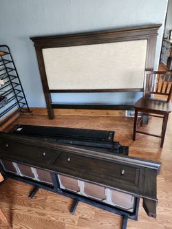 King bed, dining table 2 chairs ,make offer on kitchen cabinet there is a drawer not pictured