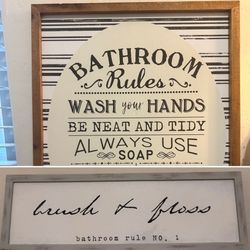 Bathroom Rules Wall Signs Set of 2