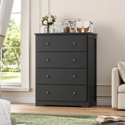 New Black Tall Four Drawer Dresser Chest Of Drawers