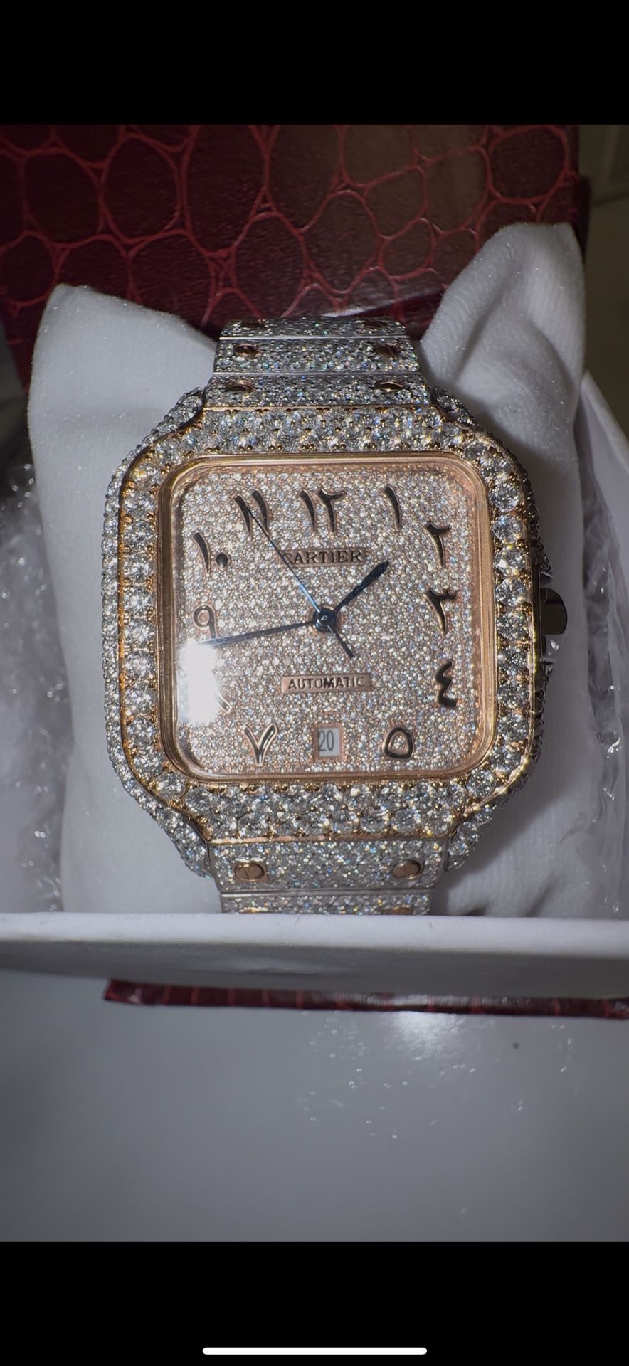 VVS MOISSANITE 2 Tone Cartier Watch Rose Gold