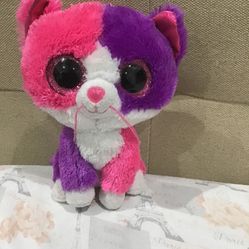 Purple pink and white cat beanie boo