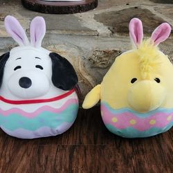 Easter Squishmallows Set Peanuts Snoopy and Woodstock 8" NEW 2023 Collection Kelley Toys Original Squishmallows Squad Plush Egg Basket Stuffer Gift 