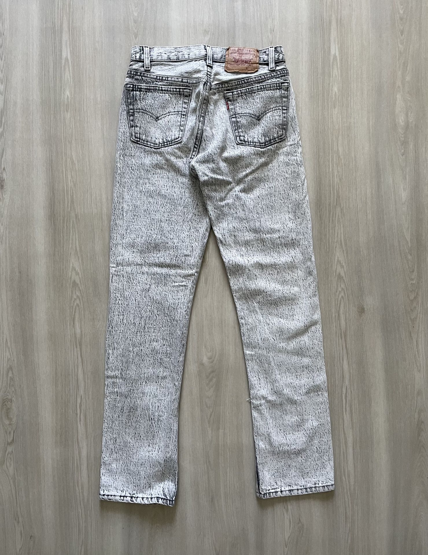 Vintage 80s Levis 501 Button Fly Acid Wash Thrashed Jeans 29x32 Made In USA