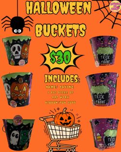 HANDPAINTED Halloween buckets