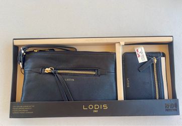 Lodis leather wristlet and wallet gift set