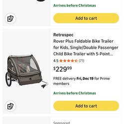 Retrospec foldable bike trailer for kids - Only Used Twice!