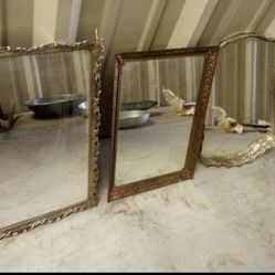 NINE (9) PIECES of ANTIQUE MIRRORS - Vintage Mirror Gold Frame Wood Mirror's  Frames Shabby Metal Chic Reclaimed Dresser Victorian Glass 