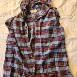 Sleeveless Flannel Hoodie