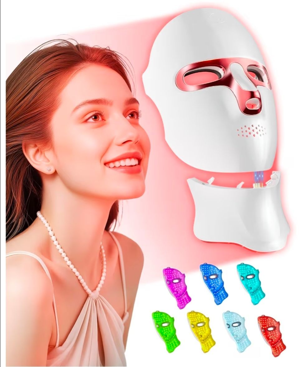 Mask Skin Care, Cordless LED Face & Neck Mask with Red & Infrared Lights Wavelength