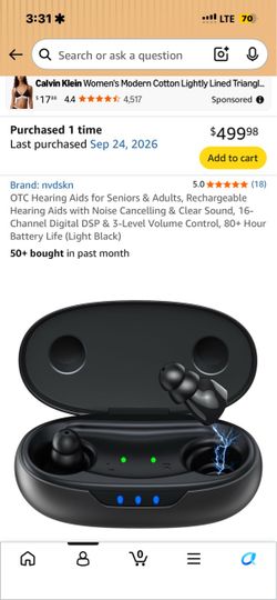 OTC Hearing Aids for Seniors & Adults, Rechargeable Hearing Aids with Noise Cancelling & Clear Sound, 16-Channel Digital DSP & 3-Level Volume Control,