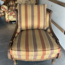 Vintage Bergère Louis XVI Style Upholstered Armchairs—A Pair Of 2 