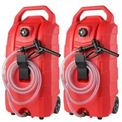 16 Gallon Fuel Caddy, 7.8 L/min, Portable Gas Storage Tank Container with Rubber Wheels, Gravity-flow Mode, Fuel Transfer Storage Tank for Gasoline Di