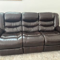 Leather Brown Couch Recliner 