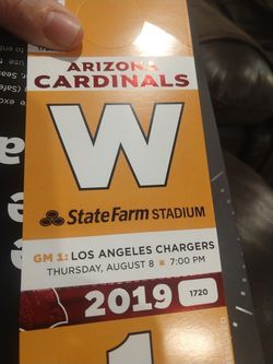 Parking pass for Thursday August 8th cardinal chargers game