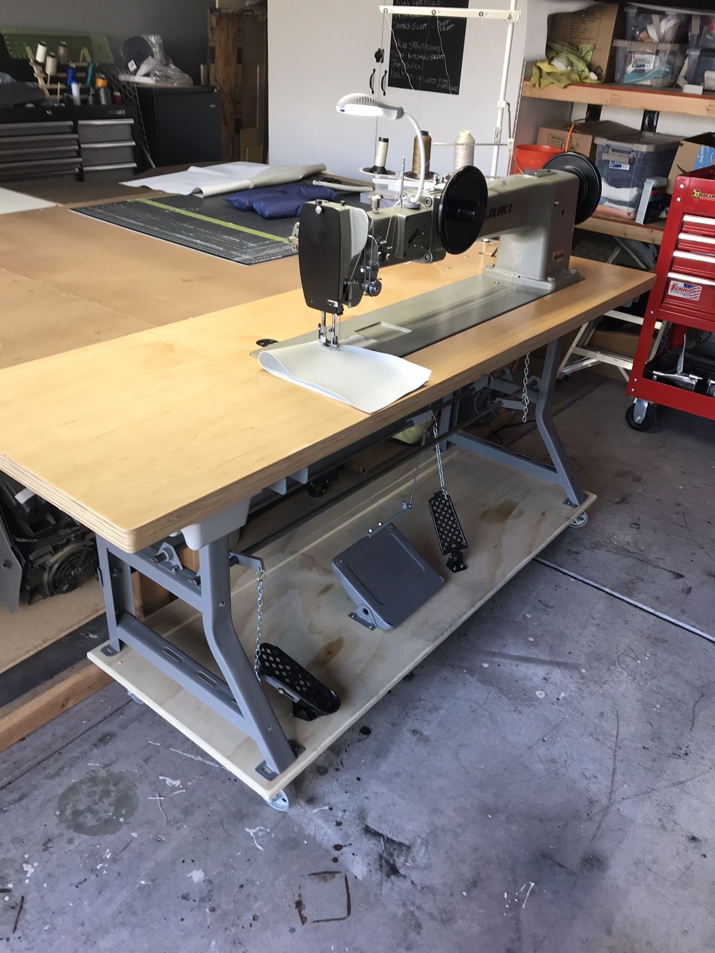 Juki 158 long arm double needle 1/2” needle spacing, industrial