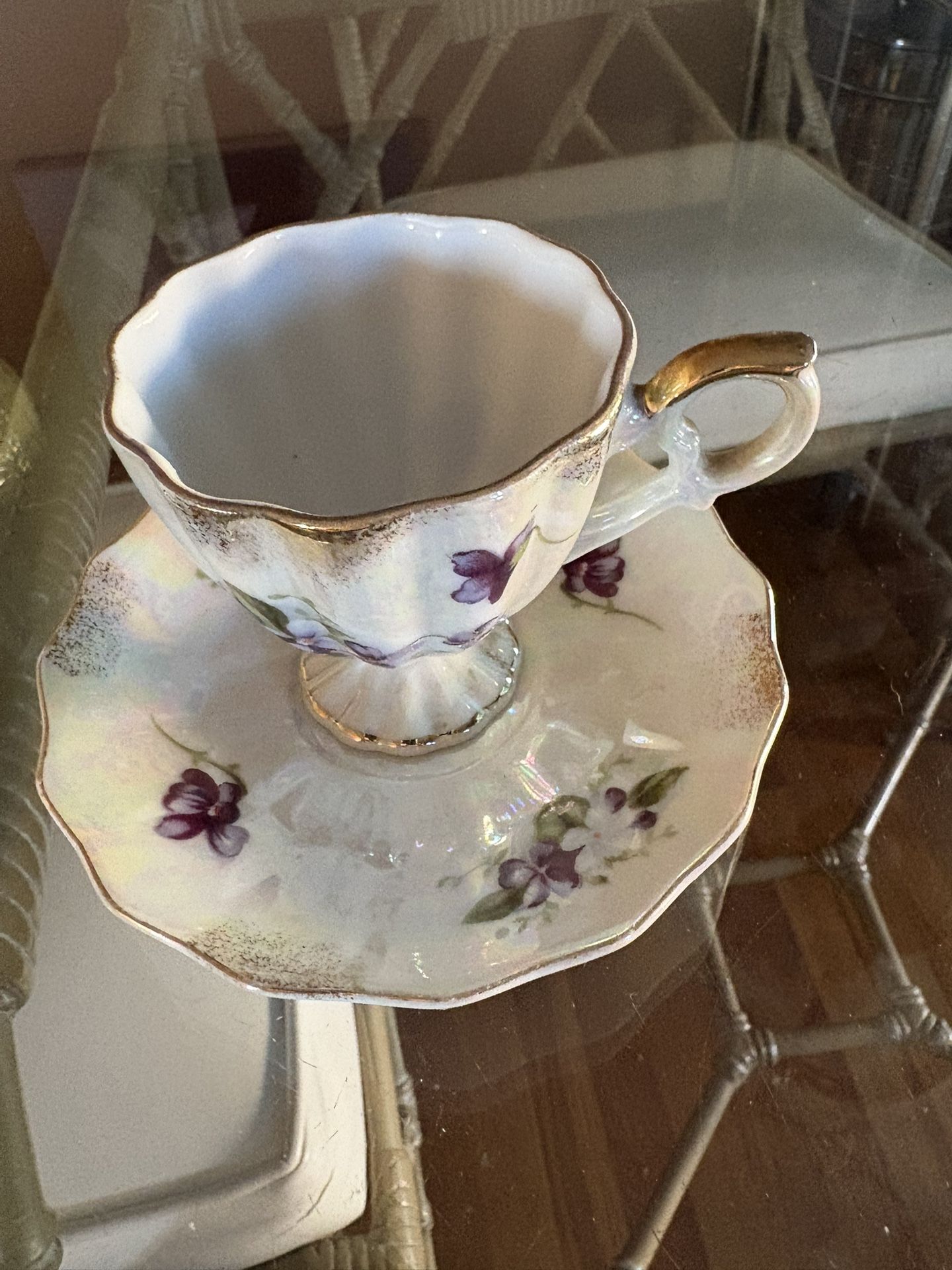 Hand Painted Porcelain Tea Cup. Has #3521, saucer, number 3521