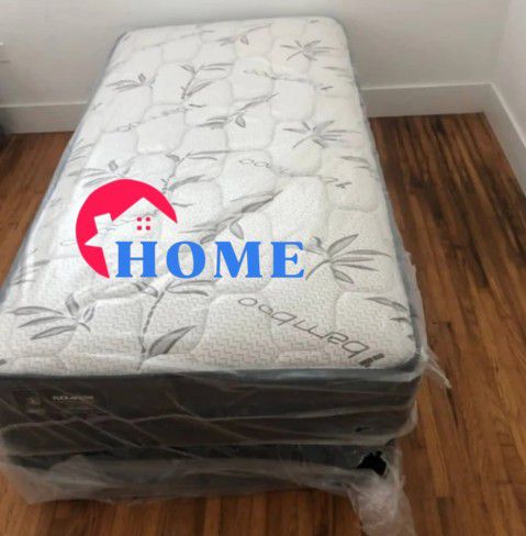 Twin Size Plush Brand New 💙 With Box Spring Free 😃