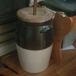 Butter Churn And Plates