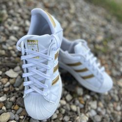 Adidas White And Gold Sneakers 