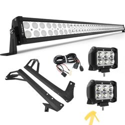 52 Inch LED Light Bar With 4 Pc 4 Inch Spot Fog Light With Mounting Brackets And Wiring