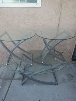 Glass top coffee table and end tables