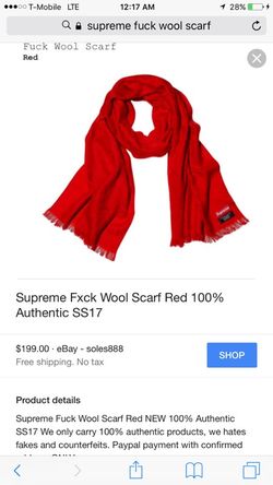 Supreme Fuck wool scarf Red