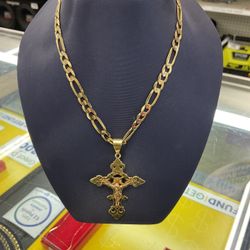 14k Crucifix Pendant Chain 