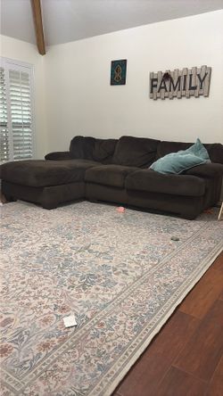 Brown sofa with chaise
