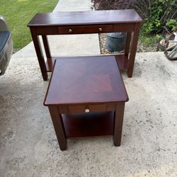 Wooden Table With End Table 